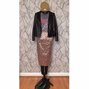 Dalmatian (cheetah print) Midi Skirt w/Side Slit